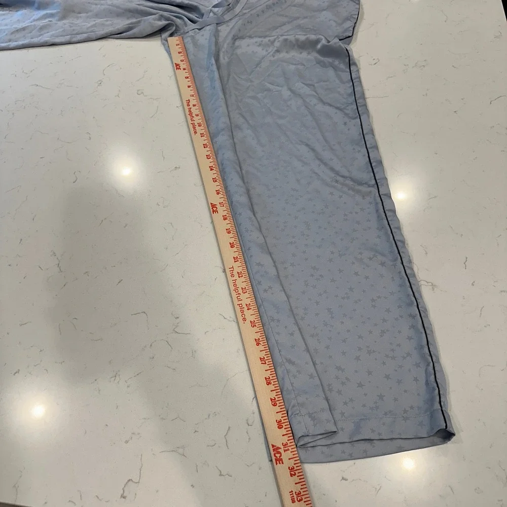 Victoria's Secret Blue Star Satin Wide Leg Pajama Pants Large Lounge Sleepwear
